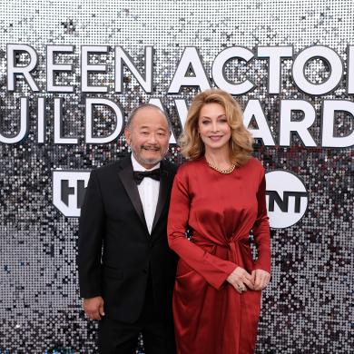 (L-R) SAG-AFTRA Foundation board member Clyde Kusatsu and SAG-AFTRA Foundation Second Vice President Sharon Lawrence