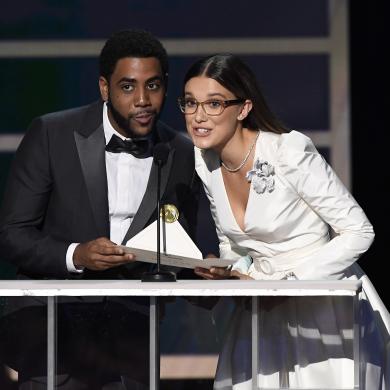 (L-R) Jharrel Jerome and Millie Bobby