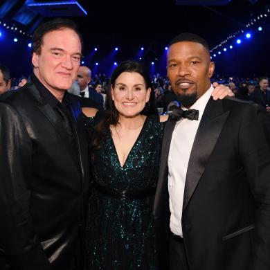 (L-R) Quentin Tarantino, Shannon McIntosh, and Jamie Foxx