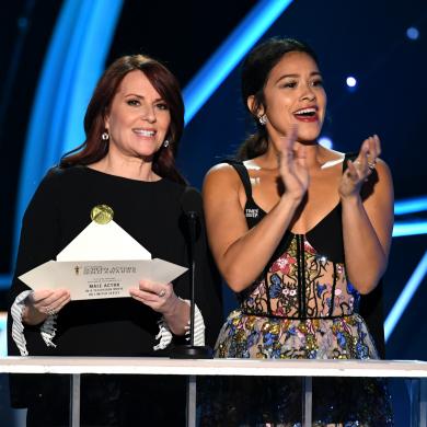 Megan Mullally (L) and Gina Rodriguez