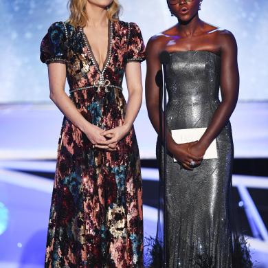 Brie Larson (L) and Lupita Nyong'o